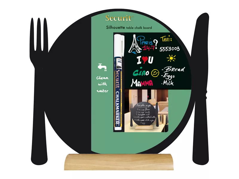 Lavagna da Tavolo Silhouette Securit - 24x25 cm - Piatto con Posate - FBT-PLAT (Nero) Lavagna da Tavolo Silhouette Securit - 24x25 cm - Piatto con Posate - FBT-PLAT (Nero)