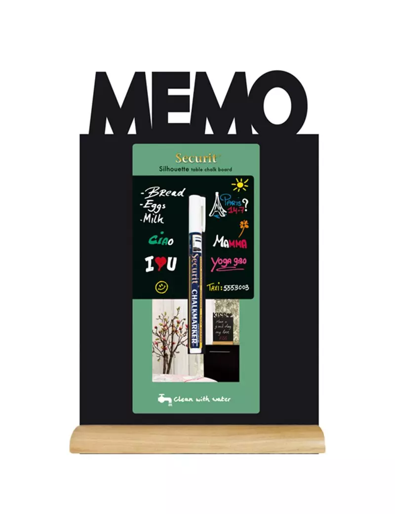 Lavagna da Tavolo Silhouette Securit - 34,5x21 cm - Memo - FBT-MEMO (Nero) Lavagna da Tavolo Silhouette Securit - 34,5x21 cm - Memo - FBT-MEMO (Nero)