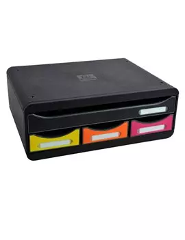 Cassettiera Toolbox Exacompta - 4 Cassetti - 27x35,5x13,5 cm - 319798D (Nero e Arlecchino)