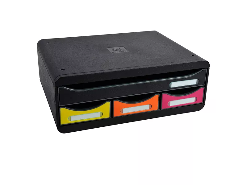 Cassettiera Toolbox Exacompta - 4 Cassetti - 27x35,5x13,5 cm - 319798D (Nero e Arlecchino)