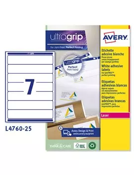 Etichette Adesive per Raccoglitori Avery - Laser - 192x38 mm - L4760-25 (Bianco Conf. 25)