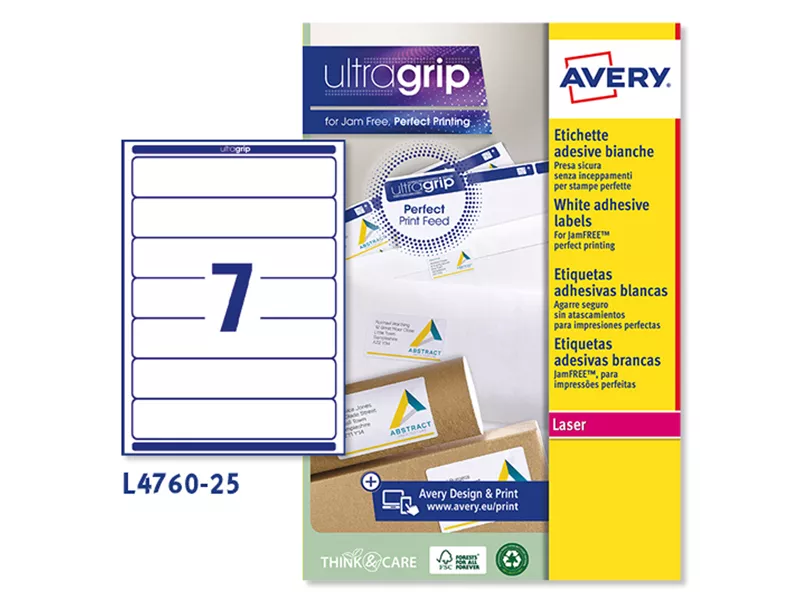 Etichette Adesive per Raccoglitori Avery - Laser - 192x38 mm - L4760-25 (Bianco Conf. 25) Etichette Adesive per Raccoglitori Avery - Laser - 192x38 mm - L4760-25 (Bianco Conf. 25)