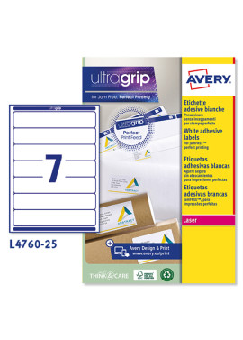 Etichette Adesive per Raccoglitori Avery - Laser - 192x38 mm - L4760-25 (Bianco Conf. 25)
