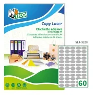 Etichette Adesive Ovali Tico - 36x20 mm - SL4-3620 (Argento Satinato Conf. 100)