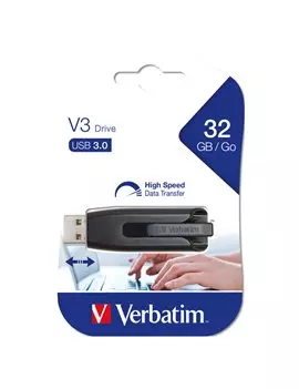 Pen Drive Superspeed Store'N'Go V3 Drive Verbatim - USB 3.0 - 32GB - 49173 (Nero)