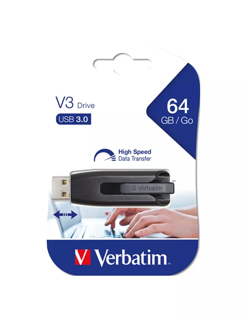 Pen Drive Superspeed Store'N'Go V3 Drive Verbatim - USB 3.0 - 64GB - 49174 (Nero) Pen Drive Superspeed Store'N'Go V3 Drive Verbatim - USB 3.0 - 64GB - 49174 (Nero)