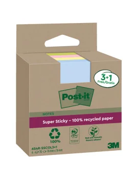 Post-it Notes Super Sticky Green 654R-SSCOL3+1 3M - 76x76 mm - 7100285103 (Giallo Canary Conf. 4)