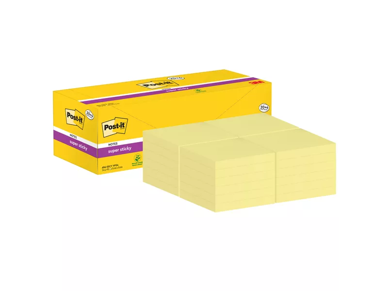 Post-it Notes Super Sticky 654-SSCY-VP24 3M - 76x76 mm - 7100236613 (Giallo Canary Conf. 24)