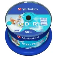 CD-R Verbatim - Spindle - 700 MB - 52x - Data Life Plus - Printable - 43438 (Conf. 50)