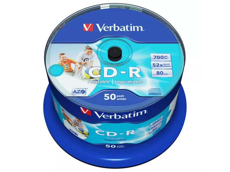 CD-R Verbatim - Spindle - 700 MB - 52x - Data Life Plus - Printable - 43438 (Conf. 50)