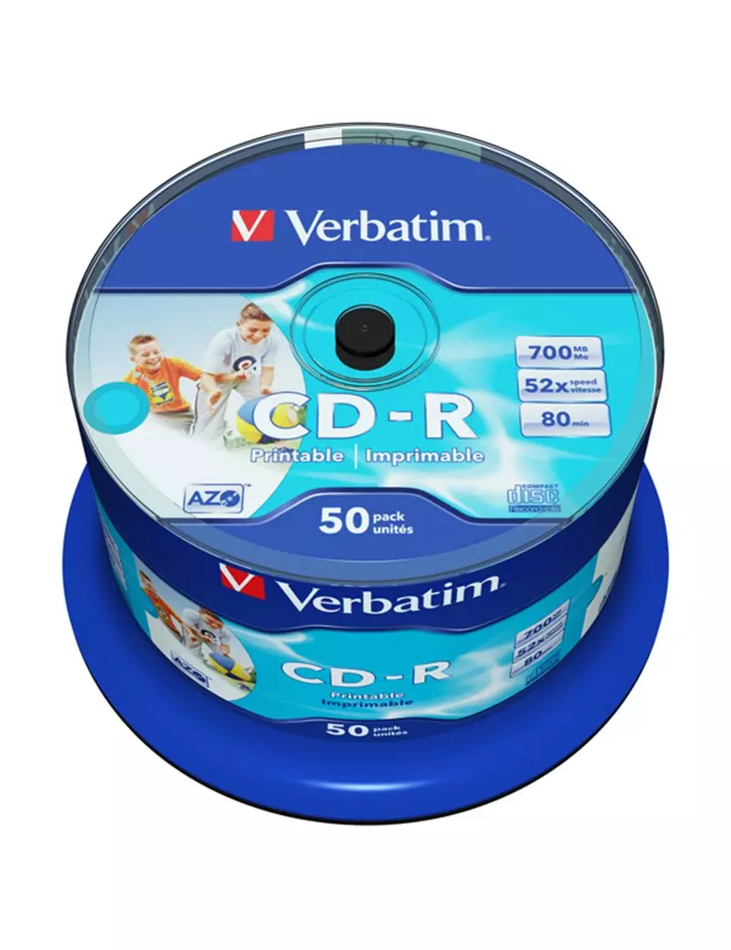 CD-R Verbatim - Spindle - 700 MB - 52x - Data Life Plus - Printable - 43438 (Conf. 50) CD-R Verbatim - Spindle - 700 MB - 52x - Data Life Plus - Printable - 43438 (Conf. 50)