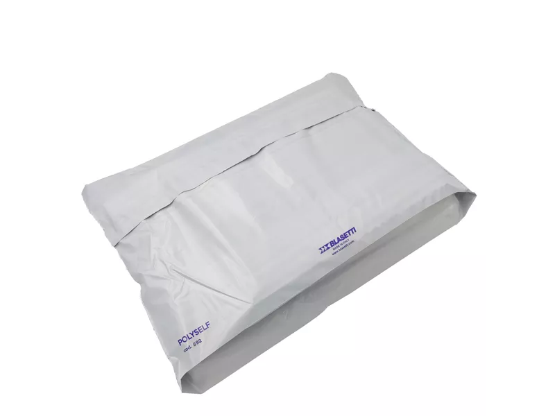 Busta a Sacco con Soffietto in Polietilene Polyself A3 Blasetti - 32x48x10 cm - 0892 (Bianco Conf. 100)