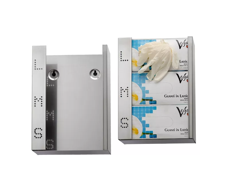 Dispenser per Guanti Monouso Medial International - 24,5x7,3x35 cm - 773021 (Argento)