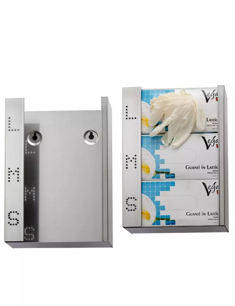 Dispenser per Guanti Monouso Medial International - 24,5x7,3x35 cm - 773021 (Argento) Dispenser per Guanti Monouso Medial International - 24,5x7,3x35 cm - 773021 (Argento)