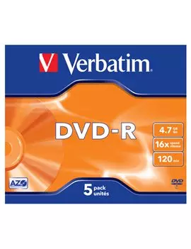 DVD Verbatim - DVD-R - 4,7 GB - 16x - Jewel Case - 43519 (Conf. 5)