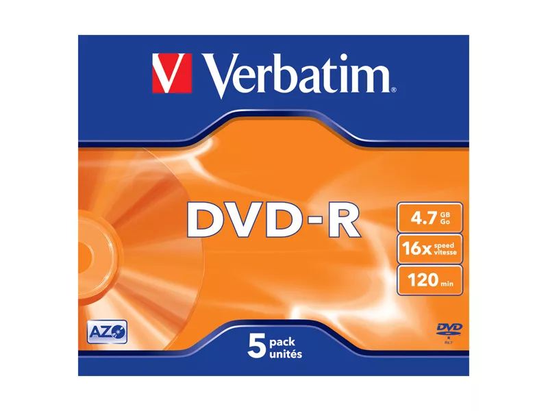 DVD Verbatim - DVD-R - 4,7 GB - 16x - Jewel Case - 43519 (Conf. 5)