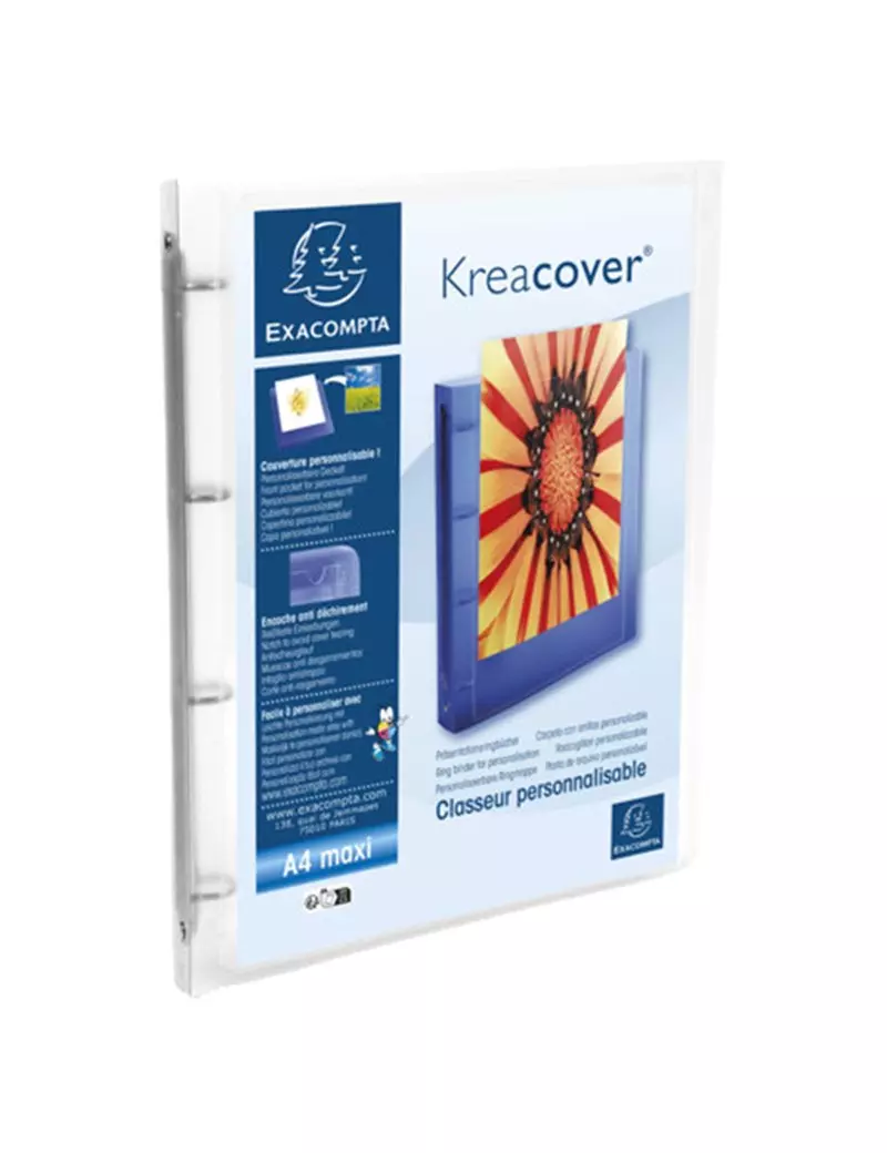 Raccoglitore Personalizzabile Kreacover Exacompta - A4 Maxi - 4 Anelli Tondi 15 mm - 51968E (Trasparente Conf. 12) Raccoglitore Personalizzabile Kreacover Exacompta - A4 Maxi - 4 Anelli Tondi 15 mm - 51968E (Trasparente Conf. 12)
