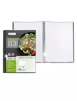 Portamenù Personalizzabile Menu TI Sei Rota A4 2 Buste 56700210 (Nero)