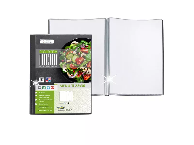 Portamenù Personalizzabile Menu TI Sei Rota A4 2 Buste 56700210 (Nero)