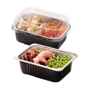 Contenitore in Alluminio con Coperchio in PET Cuki - 1 Porzione - 17,8x13,6x4,5 cm - 154229567 (Nero e Trasparente Conf. 25)