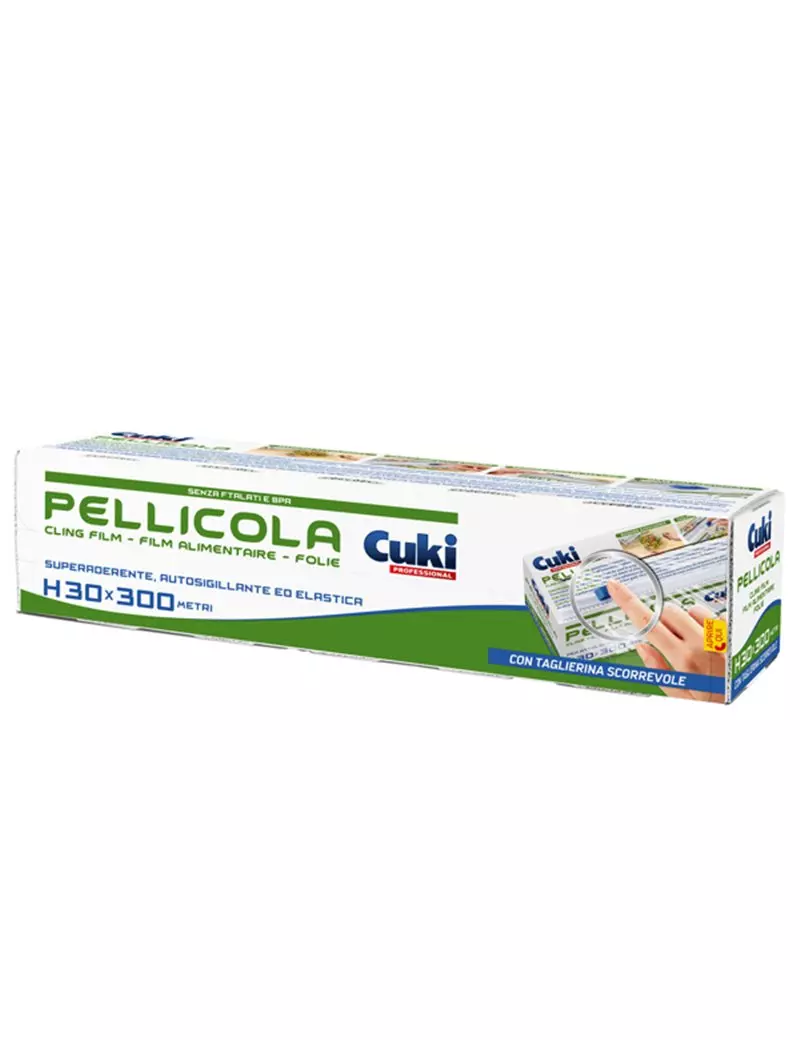 Pellicola Trasparente Cuki Professional - 30 cm x 300 m - con Dispenser - 3530131 (Trasparente) Pellicola Trasparente Cuki Professional - 30 cm x 300 m - con Dispenser - 3530131 (Trasparente)