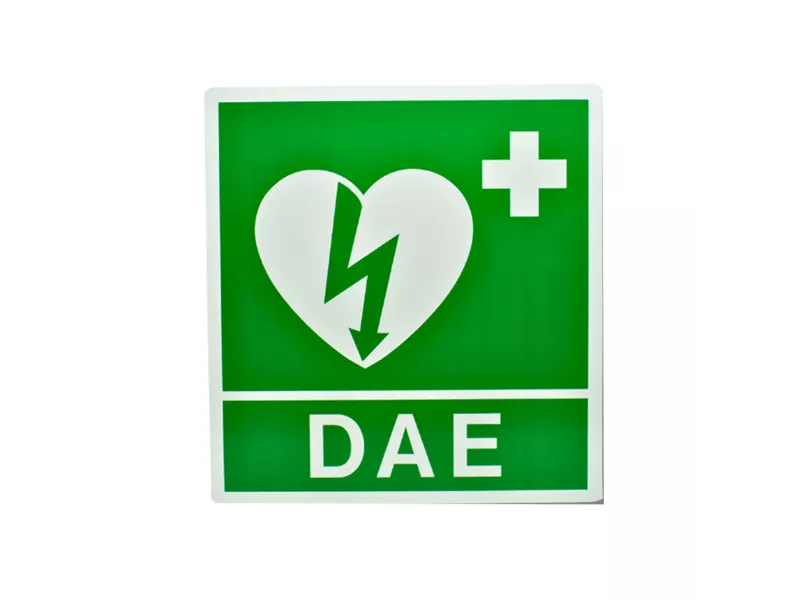 Cartello di Segnalazione PVS - DAE - 34x36 cm - CRT005C (Bianco e Verde)