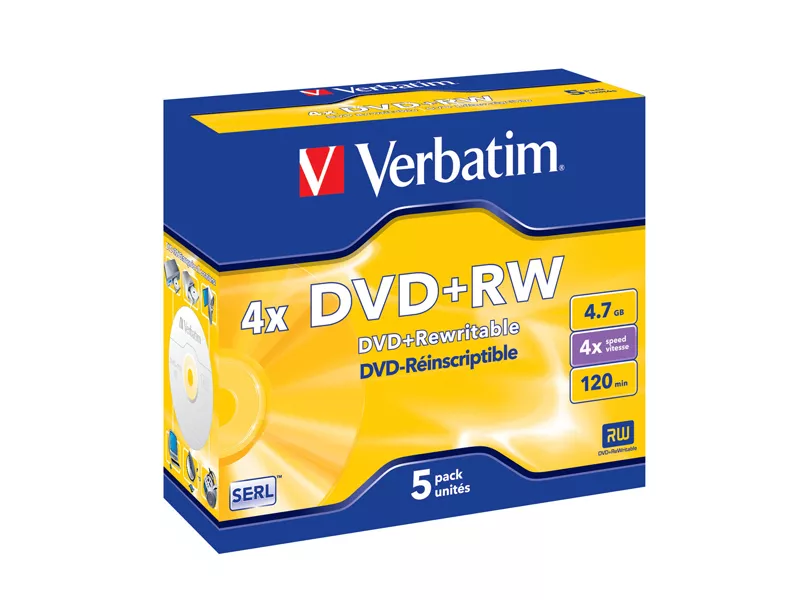 DVD Verbatim - DVD+RW - 4,7 GB - 4x - Jewel Case - 43229 (Conf. 5)
