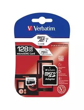 Micro SDHC Class 10 Verbatim - con Adattatore - 128 GB - 44085