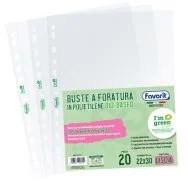 Busta a Perforazione Universale Bio-Based Favorit - 22x30 cm - Liscia Superior - 400178113 (Trasparente Conf. 20)