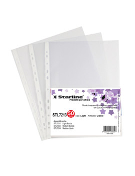 Busta a Perforazione Universale Starline - 22x30 cm - Liscia Basso Spessore - 662204 (Trasparente Conf. 50)