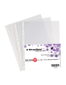 Busta a Perforazione Universale Top Starline - 22x30 cm - Goffrata Alto Spessore - 662219 (Trasparente Conf. 50)