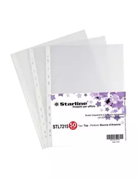 Busta a Perforazione Universale Top Starline - 22x30 cm - Goffrata Alto Spessore - 662219 (Trasparente Conf. 50)