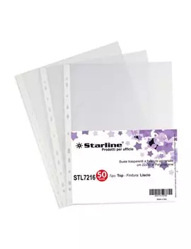 Busta a Perforazione Universale Top Starline - 22x30 cm - Liscia Alto Spessore - 662221 (Trasparente Conf. 50)