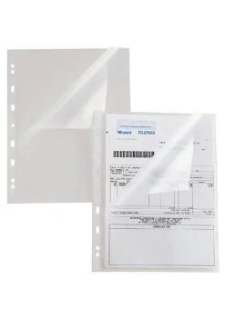 Busta a L con Perforazione Universale Atla A Sei Rota - 22x30 cm - Goffrata Alto Spessore - 662216 (Trasparente Conf. 25)