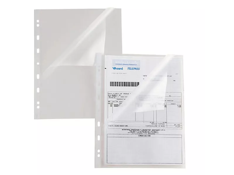 Busta a L con Perforazione Universale Atla A Sei Rota - 22x30 cm - Goffrata Alto Spessore - 662216 (Trasparente Conf. 25)