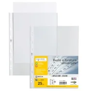 Busta a Perforazione Universale Atla 100 Sei Rota - 22x30 cm - Goffrata Medio Spessore - 662210 (Trasparente Conf. 25)