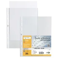 Busta a Perforazione Universale Atla 150 Sei Rota - 22x30 cm - Goffrata Alto Spessore - 662215 (Trasparente Conf. 25)
