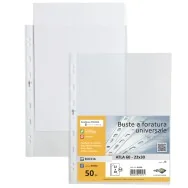 Busta a Perforazione Universale Atla Sei Rota - 22x30 cm - Goffrata Basso Spessore - 662208 (Trasparente Conf. 50)