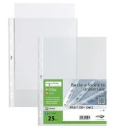 Busta a Perforazione Universale Atla T Sei Rota - 15x21 cm - Liscia Alto Spessore - 661517 (Trasparente Conf. 25)