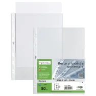 Busta a Perforazione Universale Atla T Sei Rota - 22x30 cm - Liscia Alto Spessore - 662221 (Trasparente Conf. 50)