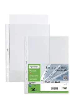 Busta a Perforazione Universale Atla T Sei Rota - 35x50 cm - Liscia - 663515 (Trasparente Conf. 10)