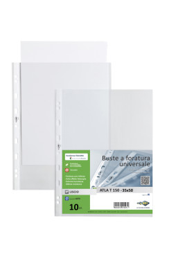 Busta a Perforazione Universale Atla T Sei Rota - 35x50 cm - Liscia - 663515 (Trasparente Conf. 10)