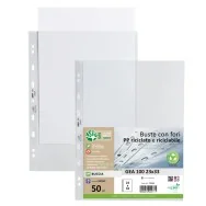 Busta a Perforazione Universale Gea 100 Sei Rota - 23x33 cm - Goffrata Medio Spessore - 702312 (Trasparente Conf. 50)