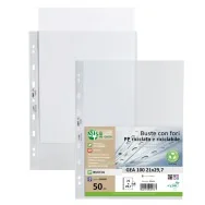 Busta a Perforazione Universale Gea 100 Sei Rota - 21x29,7 cm - Goffrata Medio Spessore - 702112 (Trasparente Conf. 50)