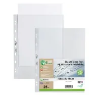Busta a Perforazione Universale Gea 100 Sei Rota - 15x21 cm - Goffrata Medio Spessore - 701510 (Trasparente Conf. 25)