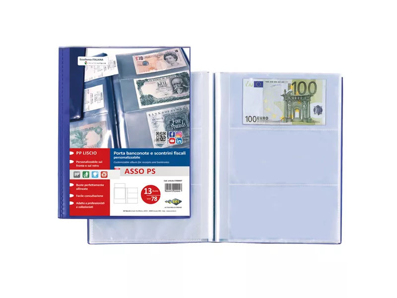 Busta Porta Scontrini Uno PS Sei Rota - 21x29,7 cm - 65446707 (Blu)