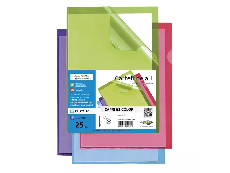 Cartellina a L Capri 61 Sei Rota - A4 - PVC - 26316103 (Azzurro Conf. 25)