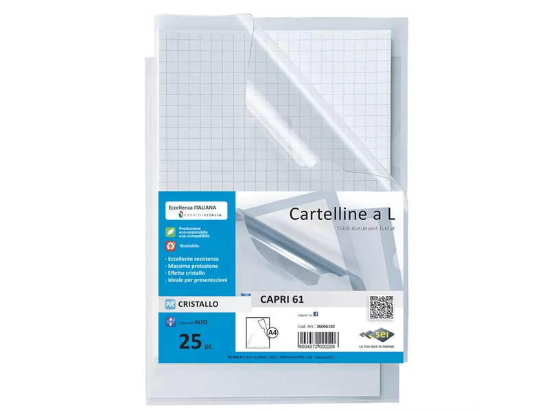 Cartellina a L Capri 61 Sei Rota - A4 - PVC - 26006102 (Trasparente Conf. 25) Cartellina a L Capri 61 Sei Rota - A4 - PVC - 26006102 (Trasparente Conf. 25)