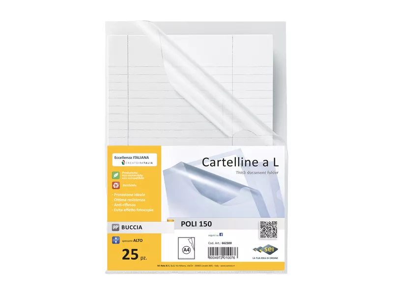 Cartellina a L Poli 150 Sei Rota - A4 - Alto Spessore - 662300 (Trasparente Conf. 25) Cartellina a L Poli 150 Sei Rota - A4 - Alto Spessore - 662300 (Trasparente Conf. 25)