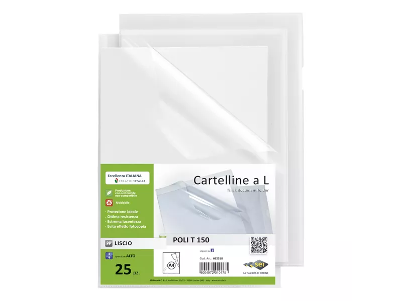 Cartellina a L Poli T 150 Sei Rota - A4 - Alto Spessore - 662318 (Trasparente Conf. 25)